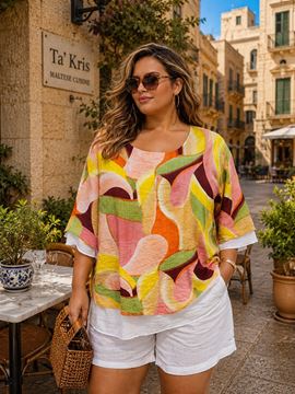 Immagine di ART PRINT TOP WITH COTTON GAUZE LINING